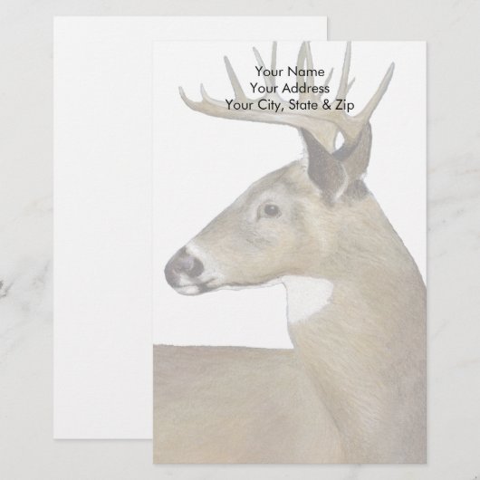 White Tail Buck Briefpapier (Voorkant / Achterkant)
