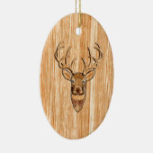 White Tail Buck Deer Head Wood Graanstijl Keramisch Ornament (Rechts)