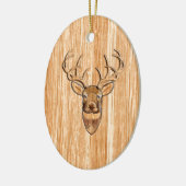 White Tail Buck Deer Head Wood Graanstijl Keramisch Ornament (Links)