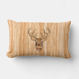 White Tail Buck Deer Head Wood Graanstijl Kussen