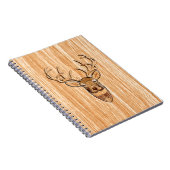 White Tail Buck Deer Head Wood Graanstijl Notitieboek (Rechterzijde)