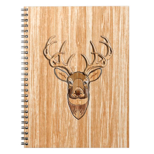 White Tail Buck Deer Head Wood Graanstijl Notitieboek (Voorkant)