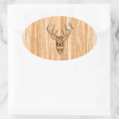 White Tail Buck Deer Head Wood Graanstijl Ovale Sticker (Tas)