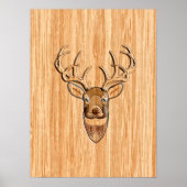 White Tail Buck Deer Head Wood Graanstijl Poster (Voorkant)