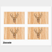 White Tail Buck Deer Head Wood Graanstijl Rechthoekige Sticker (Vel)