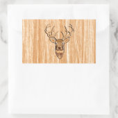 White Tail Buck Deer Head Wood Graanstijl Rechthoekige Sticker (Tas)