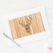 White Tail Buck Deer Head Wood Graanstijl Rechthoekige Sticker (Envelop)