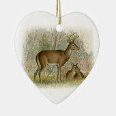 White Tail Deer Buck - Doe Keramisch Ornament (Rechts)