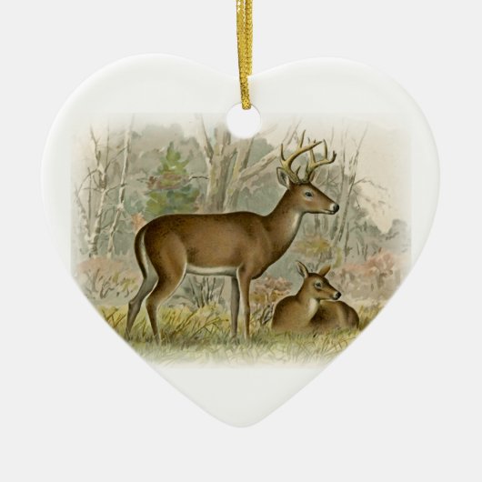 White Tail Deer Buck - Doe Keramisch Ornament (Voorkant)