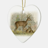 White Tail Deer Buck - Doe Keramisch Ornament (Links)