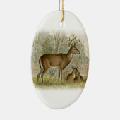 White Tail Deer Buck - Doe Keramisch Ornament (Rechts)