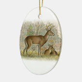 White Tail Deer Buck - Doe Keramisch Ornament (Links)