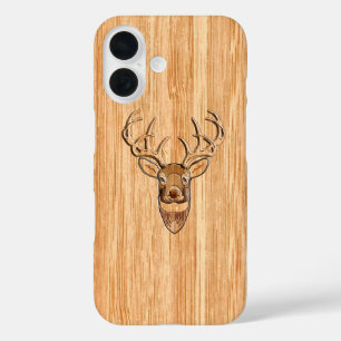 White Tail Deer Buck Wood Gray Style Design iPhone 16 Hoesje