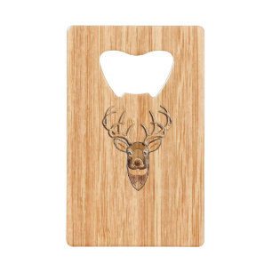 White Tail Deer Buck Wood Gray Style Design Creditkaart Flessenopener