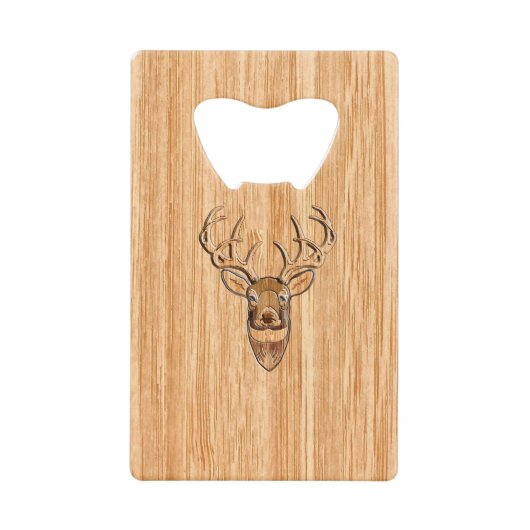 White Tail Deer Buck Wood Gray Style Design Creditkaart Flessenopener (Voorkant)