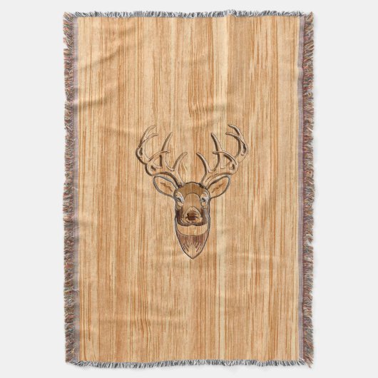 White Tail Deer Buck Wood Gray Style Design Deken (Voorkant Verticaal)