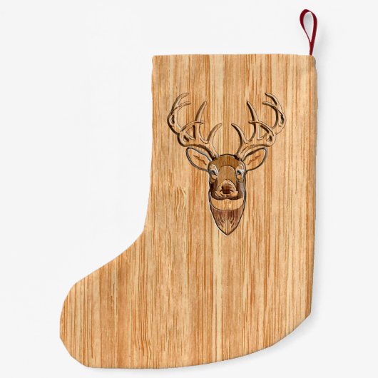 White Tail Deer Buck Wood Gray Style Design Kleine Kerstsok (Achterkant)