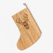 White Tail Deer Buck Wood Gray Style Design Kleine Kerstsok (Achterkant (Hangend))
