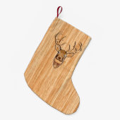 White Tail Deer Buck Wood Gray Style Design Kleine Kerstsok (Voorkant (Hangend))