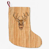 White Tail Deer Buck Wood Gray Style Design Kleine Kerstsok (Voorkant)