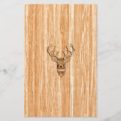 White Tail Deer Head Blond Wood Graanstijl Briefpapier (Voorkant)