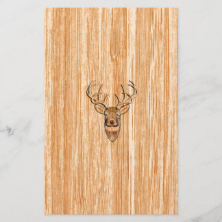 White Tail Deer Head Blond Wood Graanstijl Briefpapier