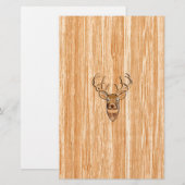 White Tail Deer Head Blond Wood Graanstijl Briefpapier (Voorkant / Achterkant)
