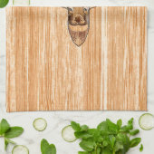 White Tail Deer Head Blond Wood Graanstijl Theedoek (Gevouwen)