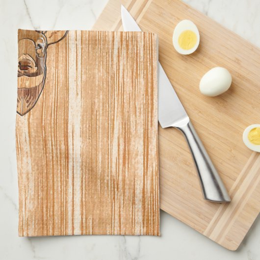 White Tail Deer Head Blond Wood Graanstijl Theedoek (Quarter Fold)