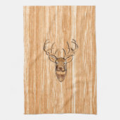 White Tail Deer Head Blond Wood Graanstijl Theedoek (Verticaal)