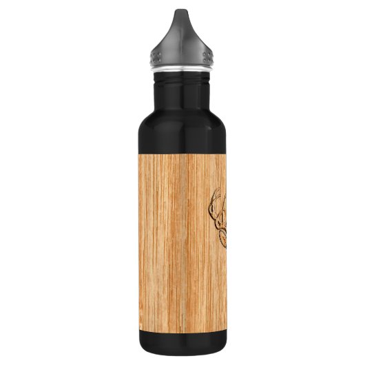 White Tail Deer Head Blond Wood Graanstijl Waterfles (Links)