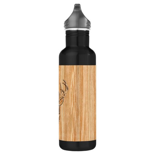 White Tail Deer Head Blond Wood Graanstijl Waterfles (Rechts)