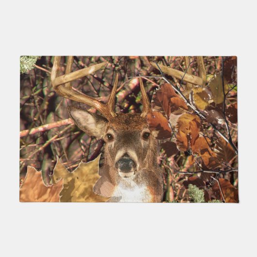 White Tail Deer Head Herfst Energie gecentreerd op Deurmat (Voorkant)