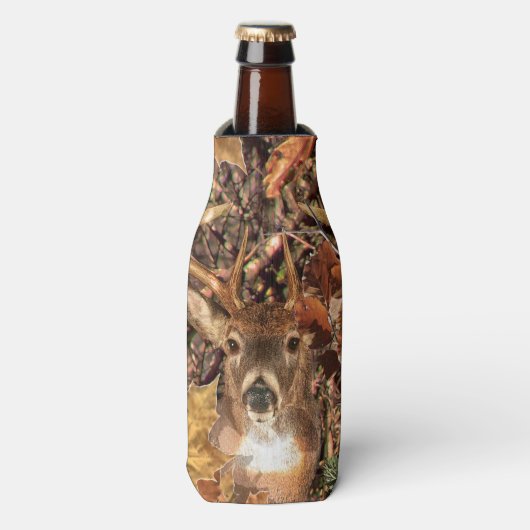 White Tail Deer Head Herfst Energie gecentreerd op Flesjeskoeler (Fles Voorkant)