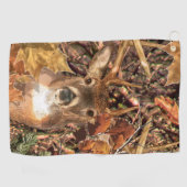 White Tail Deer Head Herfst Energie gecentreerd op Golfhanddoek (Horizontaal)