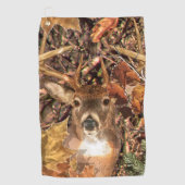 White Tail Deer Head Herfst Energie gecentreerd op Golfhanddoek (Voorkant)