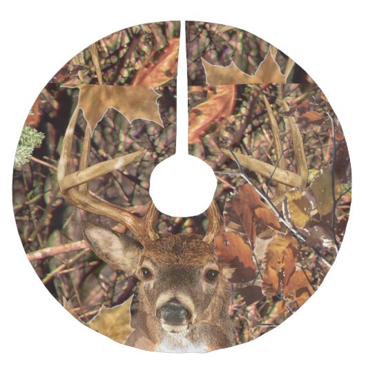 White Tail Deer Head Herfst Energie gecentreerd op Kerstboom Rok (Voorkant)