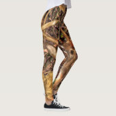 White Tail Deer Head Herfst Energie gecentreerd op Leggings (Rechts)