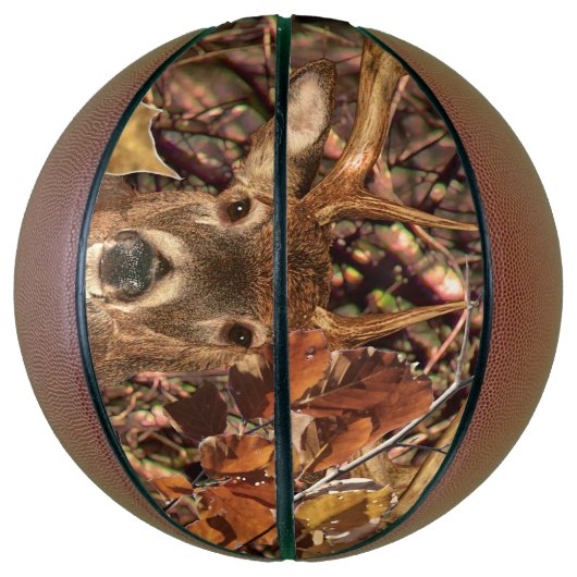 White Tail Deer Head Herfst Energie gecentreerd op Mini Basketbal (Verticaal)