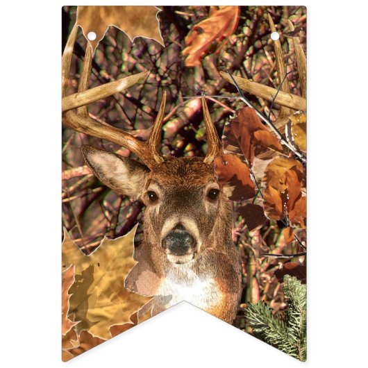 White Tail Deer Head Herfst Energie gecentreerd op Vlaggetjes (Tweede vlag)