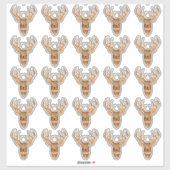 White Tail Deer Head-houtstijl Sticker (Vel)