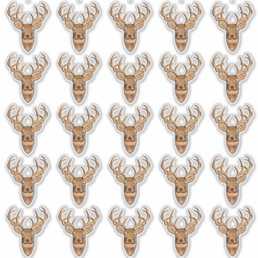 White Tail Deer Head-houtstijl Sticker (Voorkant)