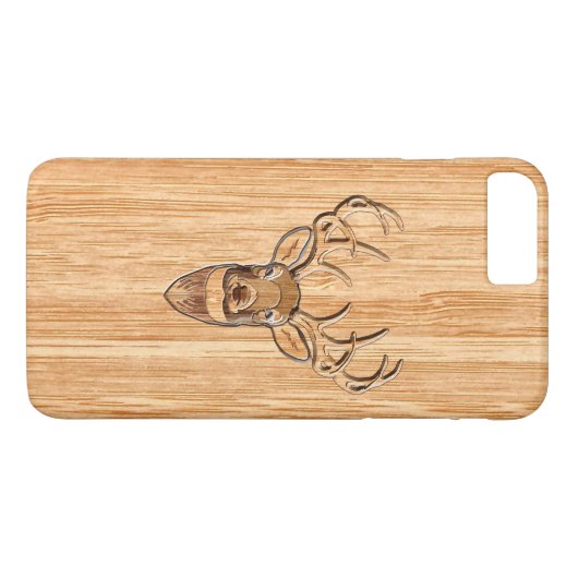 White Tail Deer Head Light Wood Graan Style Case-Mate iPhone Case (Achterkant (Horizontaal))
