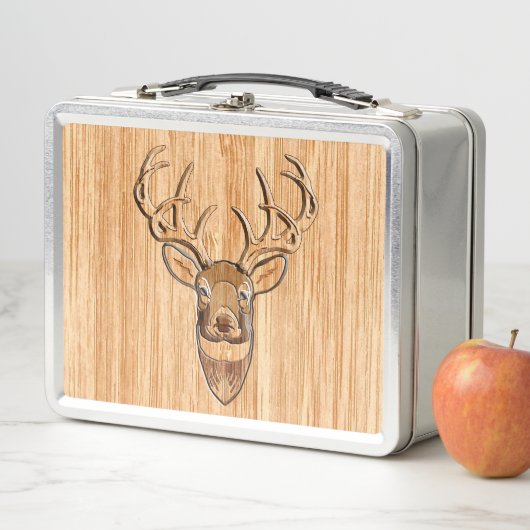 White Tail Deer Head Wood Graanstijl (In situ)