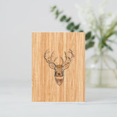 White Tail Deer Head Wood Grain Achtergrond Briefkaart (Staand voorkant)