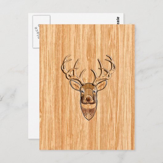 White Tail Deer Head Wood Grain Achtergrond Briefkaart (Voorkant / Achterkant)