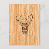 White Tail Deer Head Wood Grain Achtergrond Briefkaart (Voorkant)