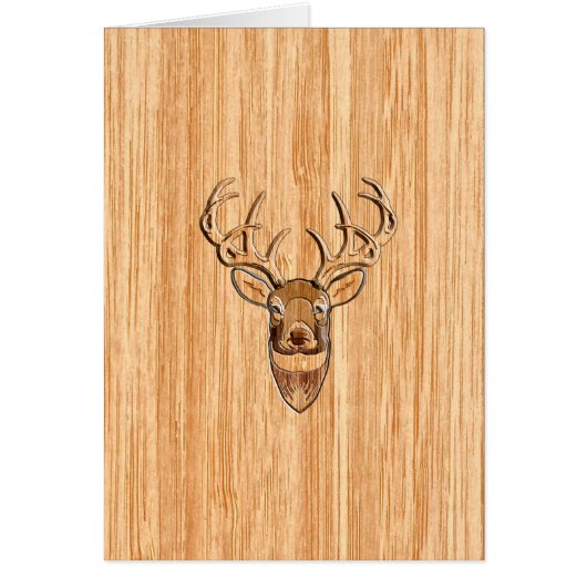 White Tail Deer Head Wood Grain Background (Voorkant)