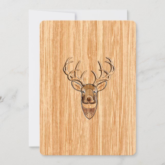 White Tail Deer Head Wood Grain Background (Voorkant)