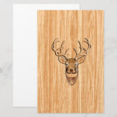 White Tail Deer Head Wood Grain Background Briefpapier (Voorkant / Achterkant)